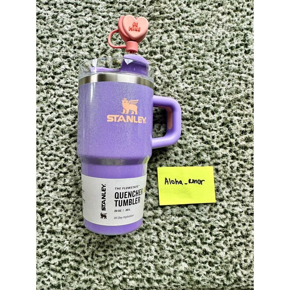 Periwinkle Shimmer Quencher Stanley Tumbler WITH Valentine’s Straw Topper(20 Oz)
